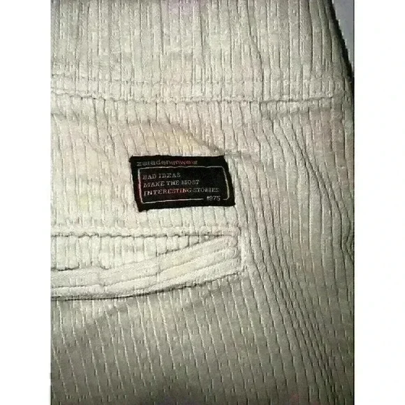 Zara Women Cream Color Cropped Capri Corduroy Pants‎ Size Small - Picture 4 of 5